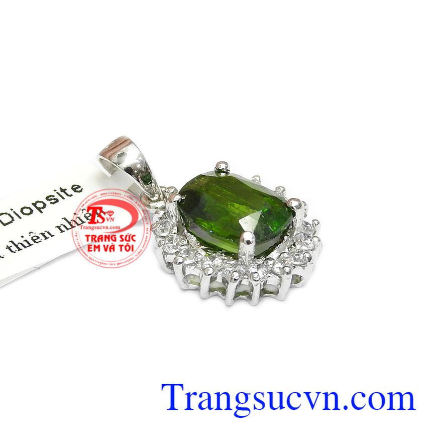Mặt dây diopsite quyến rũ, mặt dây chuyền vàng tây, mặt dây đá quý