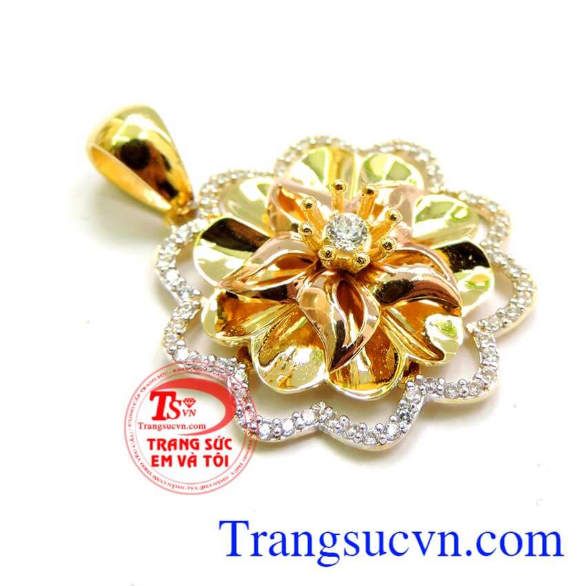 Mặt dây hoa thời trang sang trọng, mặt dây vàng tây, mặt dây đẹp