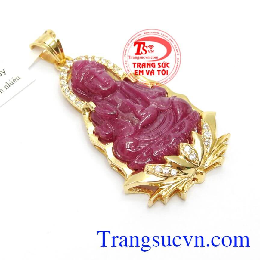 Mặt Dây Phật Bà Ruby May Mắn, mặt dây chuyền đẹp, mặt dây ruby thiên nhiên