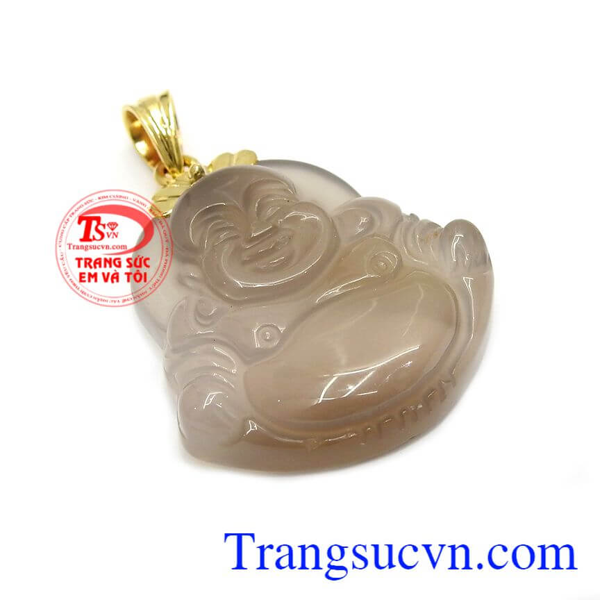 Mặt dây phật di lặc mã não tài lộc, mặt dây đá mã não thiên nhiên, mặt dây chuyền