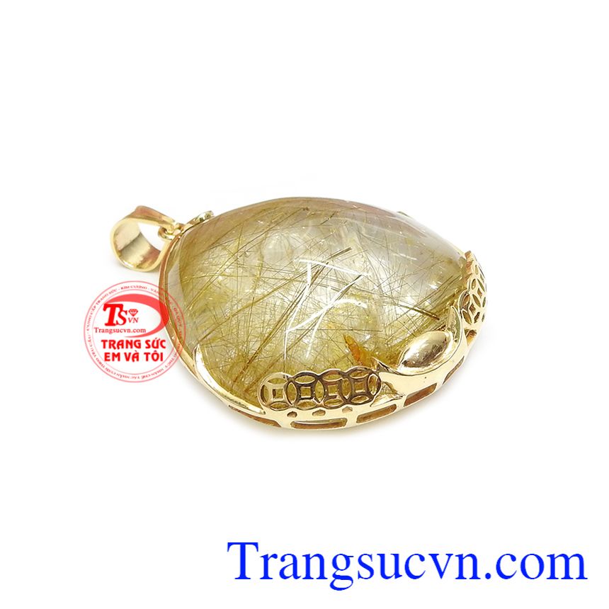 Mặt dây thạch anh tóc bọc vàng,Mặt dây chuyền nam,Trang sức nam