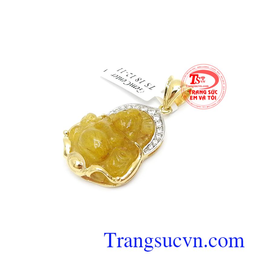 Mặt Di Lặc thạch anh tóc chiêu tài,Mặt dây chuyền nam,Trang sức nam