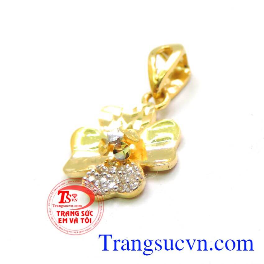 Mặt hoa 4 cánh may mắn, mặt dây sang trọng, mặt dây vàng tây Mặt hoa 4 cánh may mắn, mặt dây sang trọng, mặt dây vàng tây