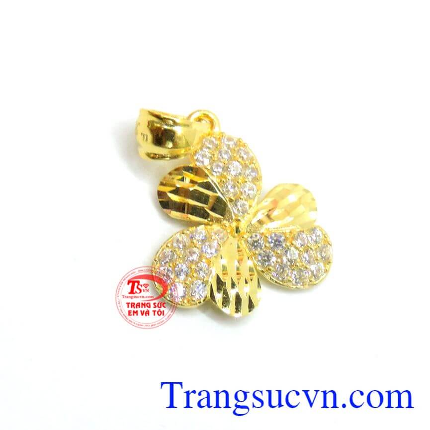 Mặt nữ vàng hoa đá kết đẹp, mặt dây chuyền đẹp, mặt dây nữ xinh xắn