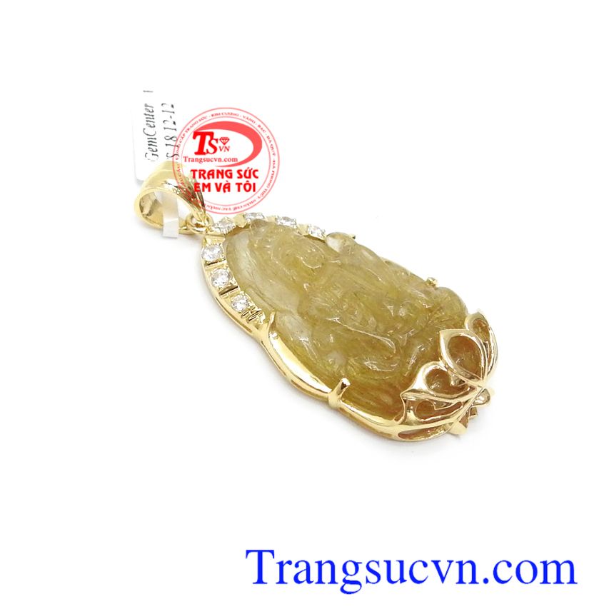 Mặt phật bà thạch anh tóc an lành,Mặt dây chuyền nam,Trang sức nam Mặt phật bà thạch anh tóc an lành,Mặt dây chuyền nam,Trang sức nam