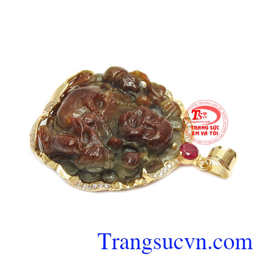 Mặt phật di lặc cẩm thạch bọc vàng,Mặt dây chuyền nam,Trang sức nam