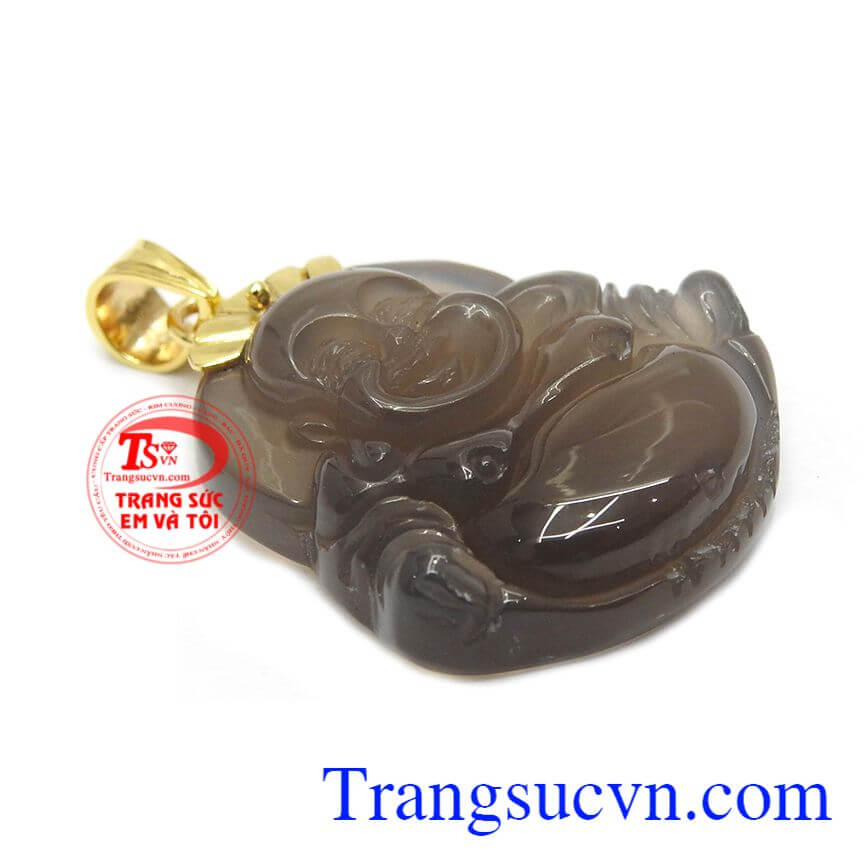 Mặt phật di lặc mã não may mắn, mặt dây chuyền nam, đá mã não thiên thiên