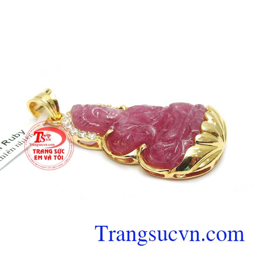 Mặt phật Quan âm ruby an bình, mặt dây vàng đá quý, mặt dây ruby Mặt phật Quan âm ruby an bình, mặt dây vàng đá quý, mặt dây ruby