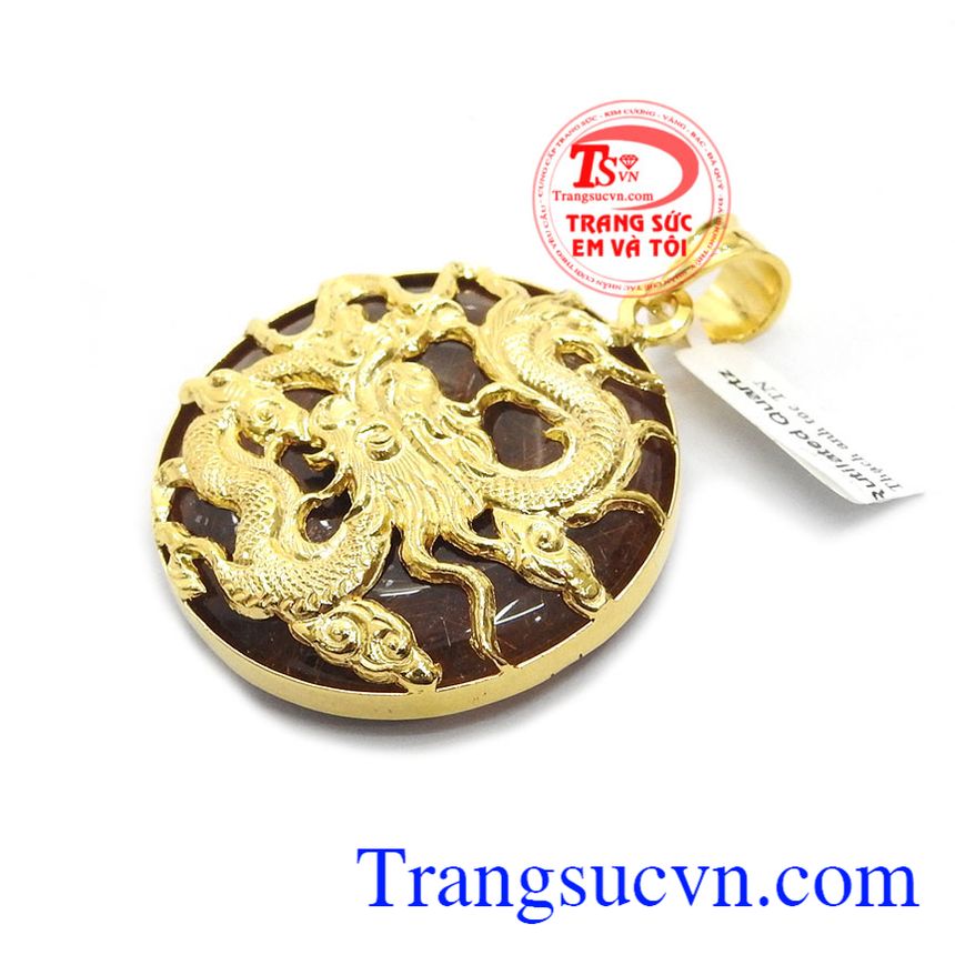 Mặt rồng vàng thạch anh tóc,Mặt dây chuyền nam,trang sức nam Mặt rồng vàng thạch anh tóc,Mặt dây chuyền nam,trang sức nam