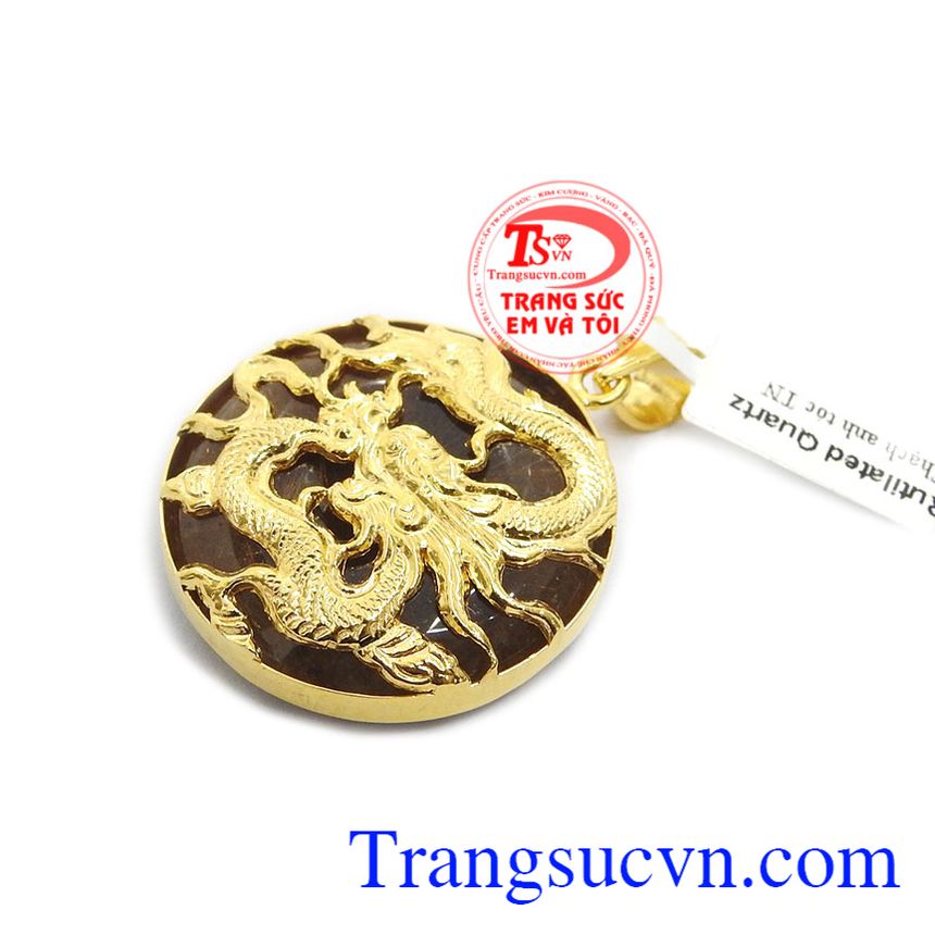 Mặt thạch anh tóc bọc rồng,Mặt dây chuyền vàng,Trang sức nam