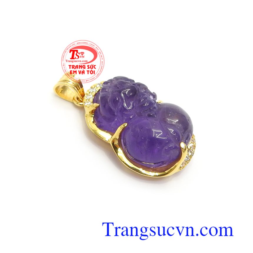 Mặt Tỳ Hưu Thạch Anh Tím Bình An,Tỳ hưu vàng,Trang sức nam Mặt Tỳ Hưu Thạch Anh Tím Bình An,Tỳ hưu vàng,Trang sức nam