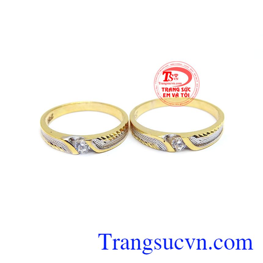 Nhẫn cưới đẹp, Nhẫn cưới vàng tây, Nhẫn cưới bền chặt vàng 10k