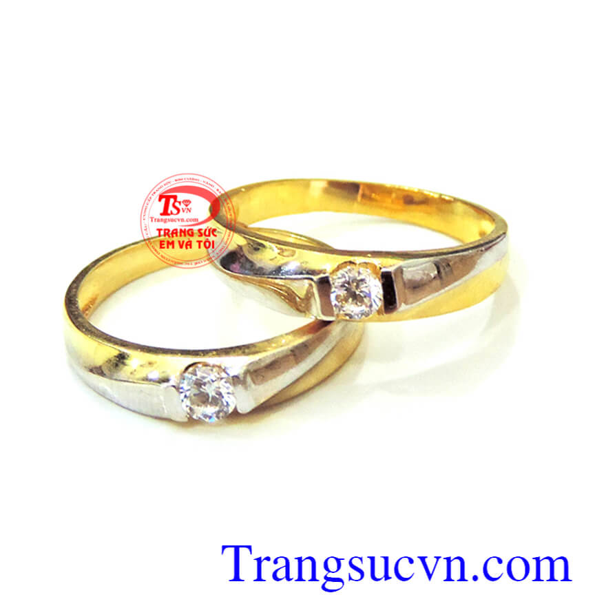 Nhẫn cưới giá rẻ 2 viên đá,Nhẫn cưới đẹp,Trang sức vàng