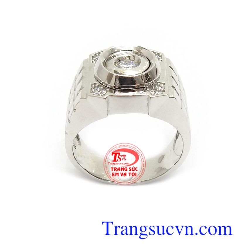 Nhẫn Nam Đính Đá Đẳng Cấp, nhẫn nam vàng tây, nhẫn nam vàng trắng