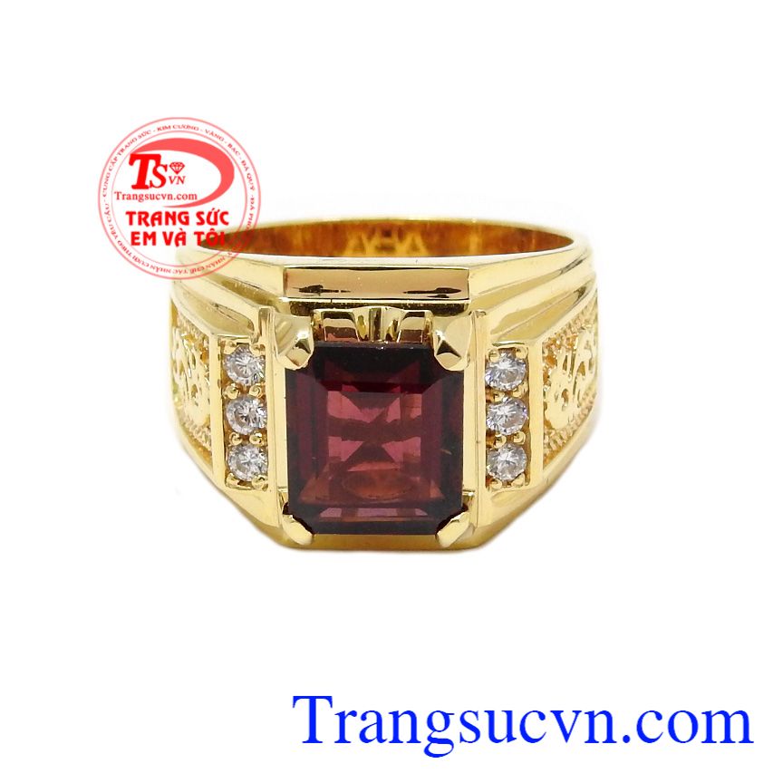 Nhẫn nam Garnet nam tính,Nhẫn nam đẹp,Trang sức đẹp