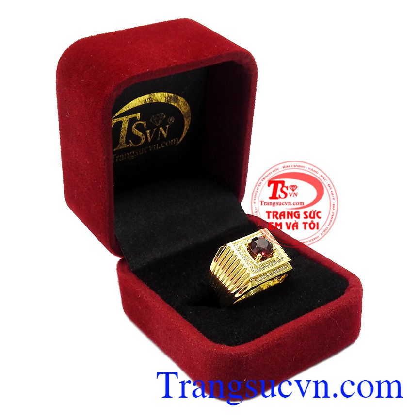 Nhẫn nam Garnet quý ông,Nhẫn nam đẹp,Trang sức nam