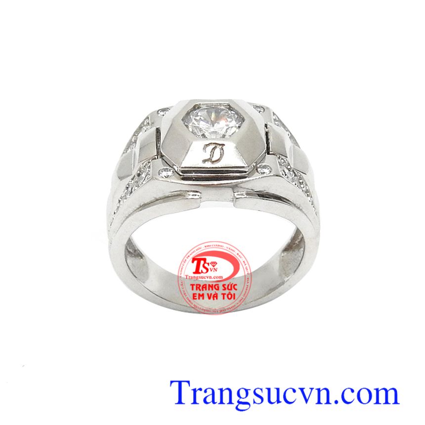 Nhẫn nam Hàn Quốc 10k cá tính, nhẫn nam vàng trắng, nhẫn nam đẹp