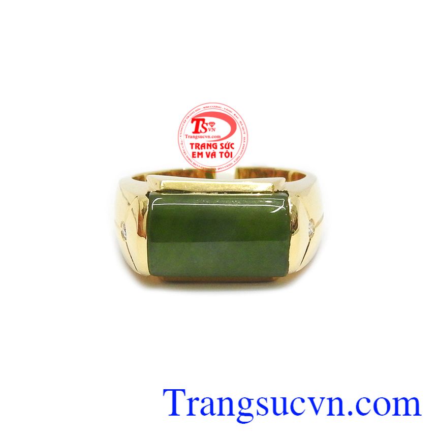 Nhẫn nam nephrite độc đáo, nhẫn nam vàng tây, nhẫn nam ngọc cẩm thạch
