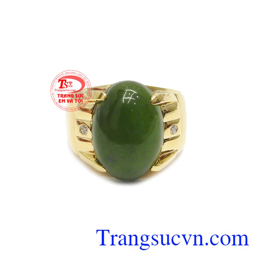 Nhẫn nam nephrite tài lộc, nhẫn nam vàng tây, nhẫn nam ngọc cẩm thạch