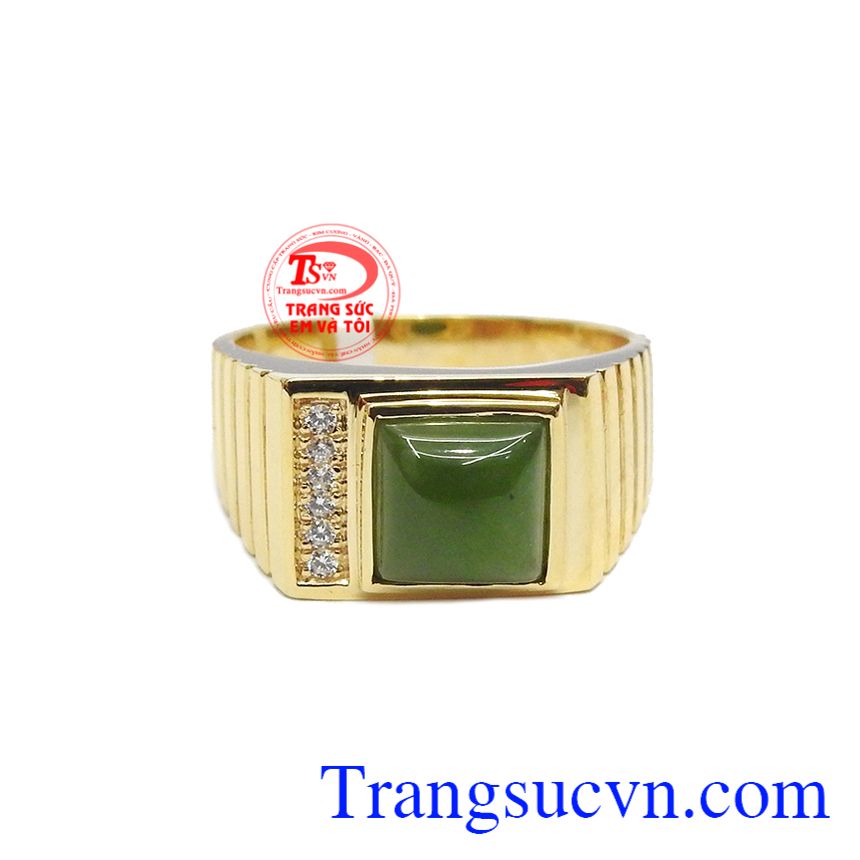 Nhẫn nam nephrite thời trang, nhẫn nam đẹp, nhẫn nam ngọc cẩm thạch