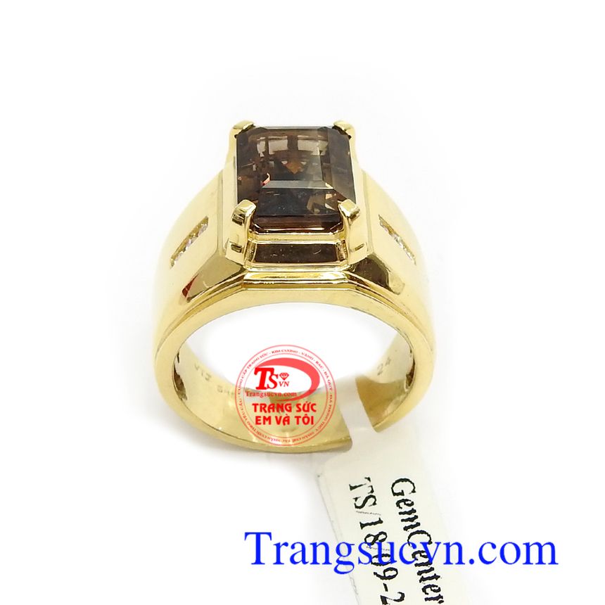 Nhẫn Nam Thạch Anh 14k Độc Đáo, nhẫn nam đá quý, nhẫn nam thạch anh đẹp