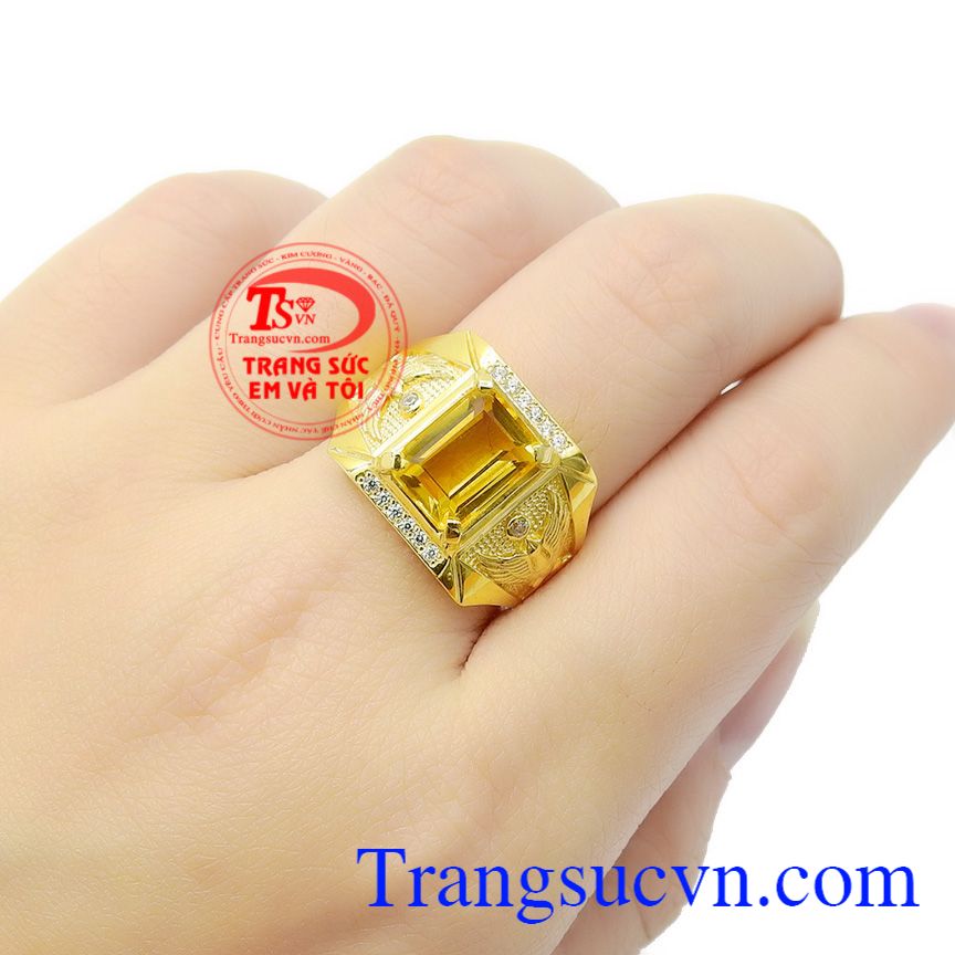 Nhẫn nam thạch anh vàng đẳng cấp,Nhẫn nam đẹp,Trang sức nam Nhẫn nam thạch anh vàng đẳng cấp,Nhẫn nam đẹp,Trang sức nam
