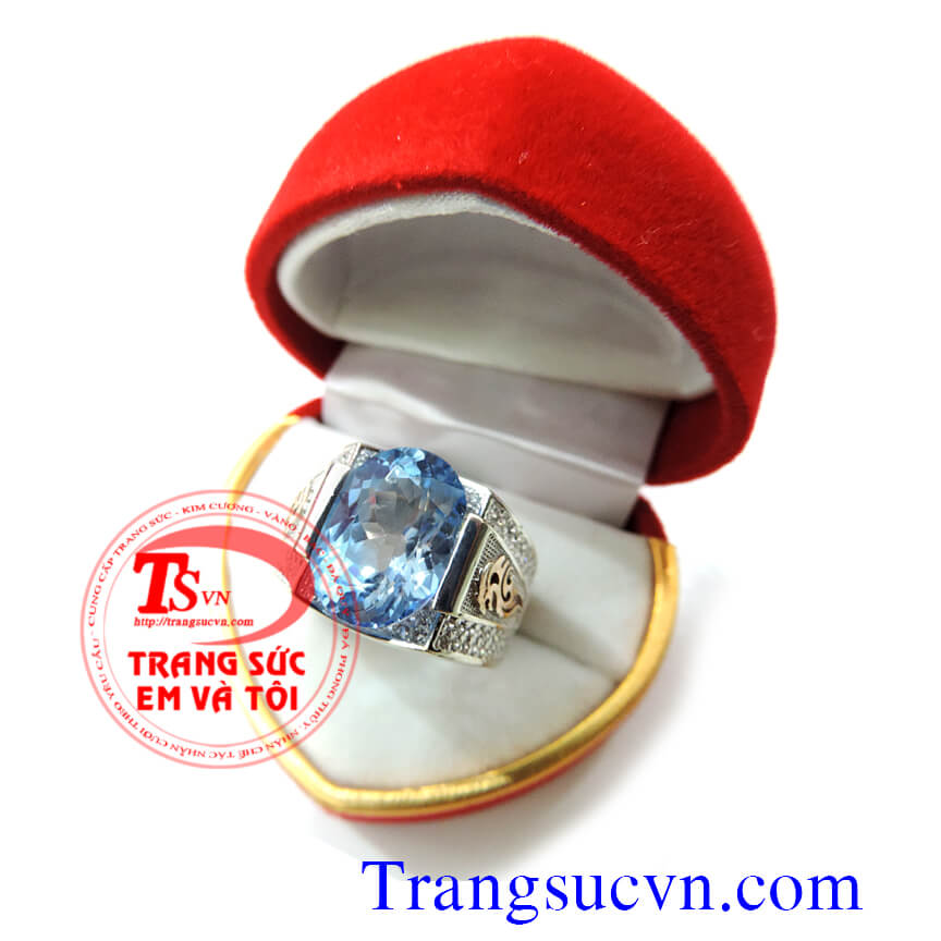 Nhẫn nam topaz vàng trắng, nhẫn nam đẹp, nhẫn nam vàng tây Nhẫn nam topaz vàng trắng, nhẫn nam đẹp, nhẫn nam vàng tây