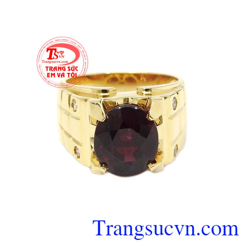 Nhẫn nam vàng Garnet đẹp,Nhẫn nam đẹp,Trang sức vàng