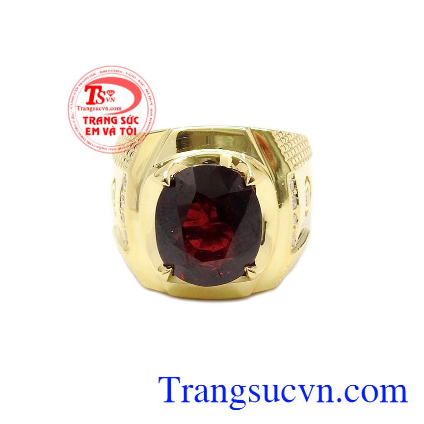 Nhẫn nam vàng Garnet thiên nhiên,Nhẫn nam đẹp,Trang sức vàng Nhẫn nam vàng Garnet thiên nhiên,Nhẫn nam đẹp,Trang sức vàng