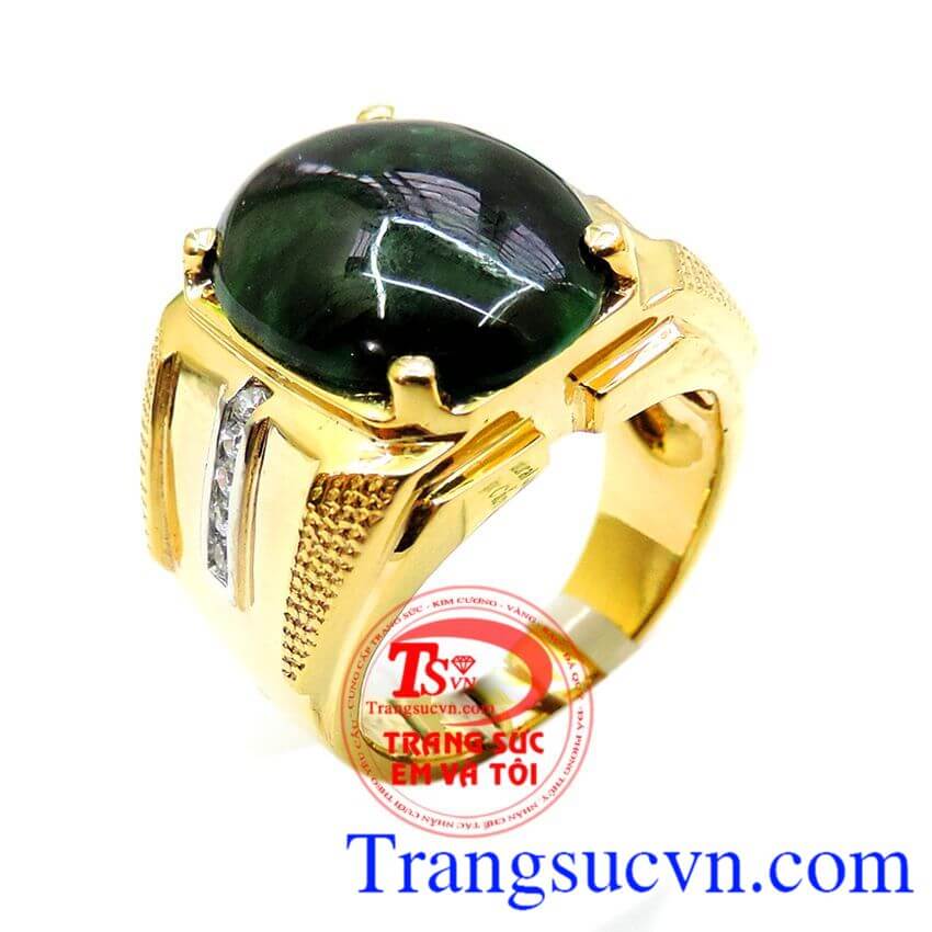 Nhẫn nam vàng Jadeite Mệnh Hỏa,Nhẫn nam đẹp,Nhẫn nam vàng tây