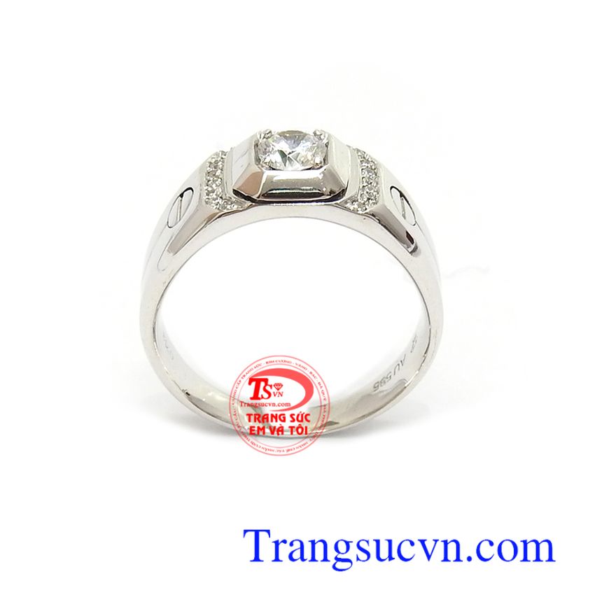 Nhẫn Nam Vàng Trắng 14k Phong Cách, nhẫn nam đẹp, nhẫn nam vàng trắng