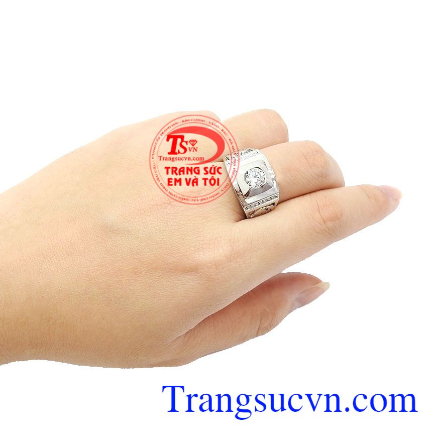 Nhẫn nam vàng trắng lịch lãm,Nhẫn vàng trắng nam,Trang sức nam Nhẫn nam vàng trắng lịch lãm,Nhẫn vàng trắng nam,Trang sức nam