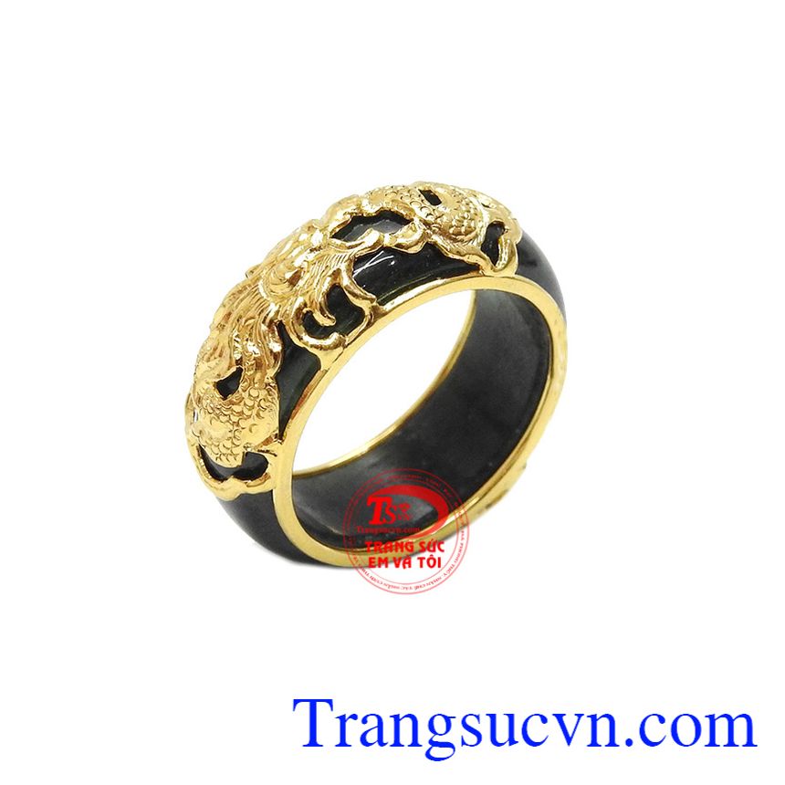Nhẫn ngọc phỉ thủy bọc rồng 10k, nhẫn nam đẹp, nhẫn nam ngọc cẩm thạch