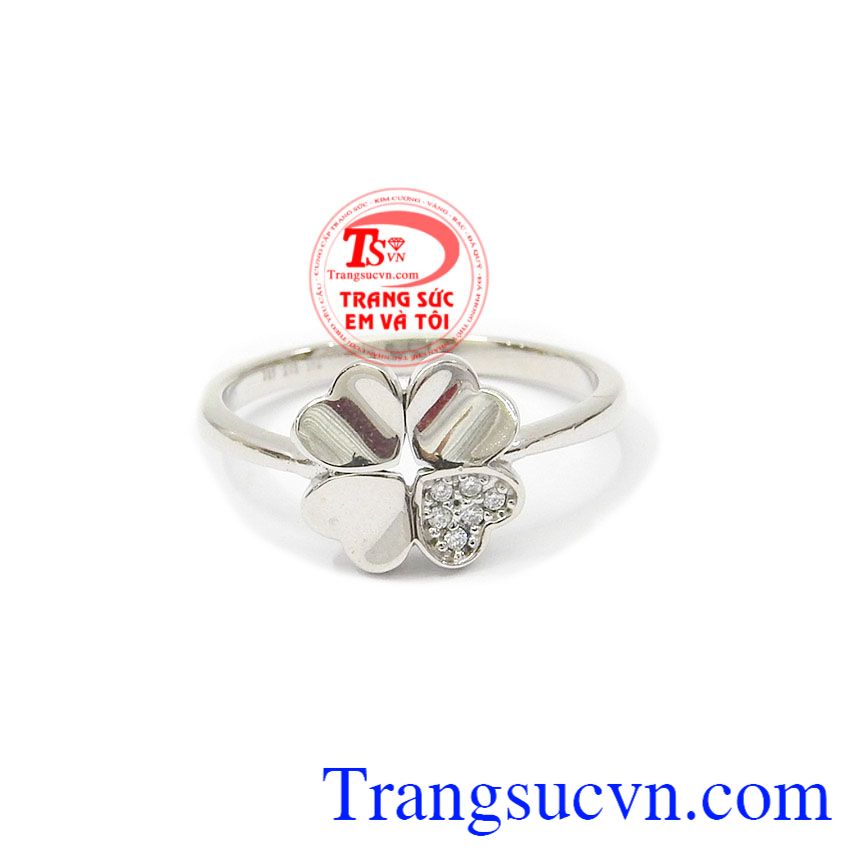 Nhẫn nữ cỏ 4 lá vàng trắng, nhẫn nữ đẹp, nhẫn nữ vàng trắng Nhẫn nữ cỏ 4 lá vàng trắng, nhẫn nữ đẹp, nhẫn nữ vàng trắng