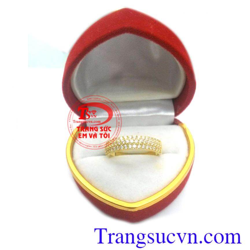 Nhẫn nữ kết 3 hàng kim cương,Nhẫn nữ đá quý,Trang sức nữ