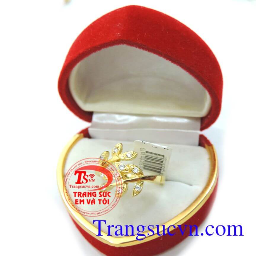 Nhẫn nữ lá ngọc cành vàng,Nhẫn nữ vàng tây,Trang sức nữ Nhẫn nữ lá ngọc cành vàng,Nhẫn nữ vàng tây,Trang sức nữ