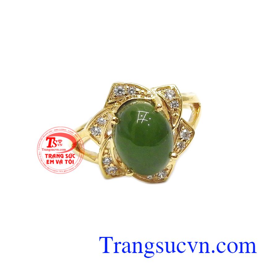 Nhẫn nữ nephrite quý phái,Nhẫn nữ đá quý,Trang sức nữ