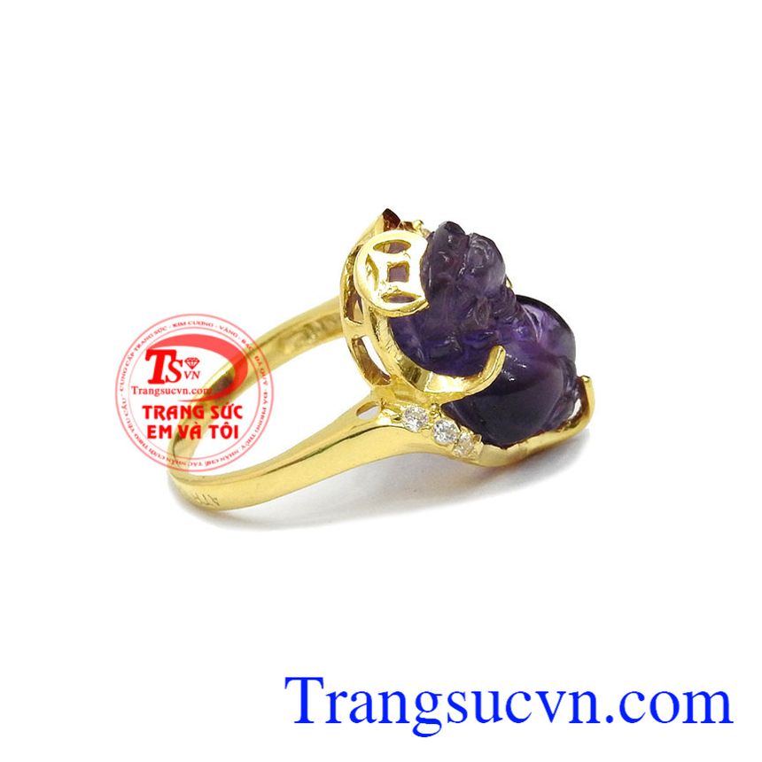 Nhẫn nữ tỳ hưu amethyst, nhẫn nữ tỳ hưu, nhẫn nữ v&agrave;ng t&acirc;y