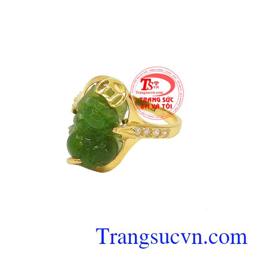 Nhẫn nữ Tỳ Hưu Nephrite May Mắn, nhẫn nữ v&agrave;ng t&acirc;y, nhẫn nữ ngọc cẩm thạch