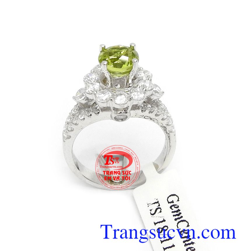 Nhẫn nữ vàng trắng Peridot đại cát,Nhẫn nữ đá quý,Trang sức nữ Nhẫn nữ vàng trắng Peridot đại cát,Nhẫn nữ đá quý,Trang sức nữ