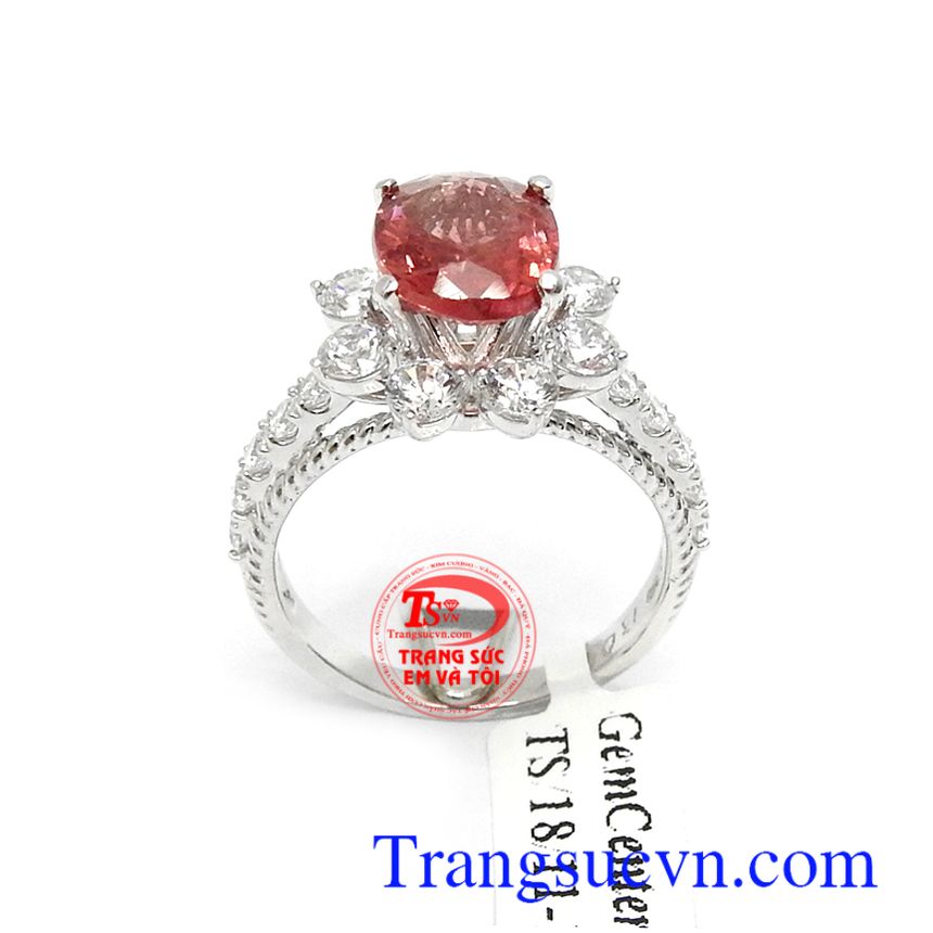 Nhẫn nữ vàng trắng Spinel may mắn,Nhẫn nữ đá quý,Trang sức nữ Nhẫn nữ vàng trắng Spinel may mắn,Nhẫn nữ đá quý,Trang sức nữ