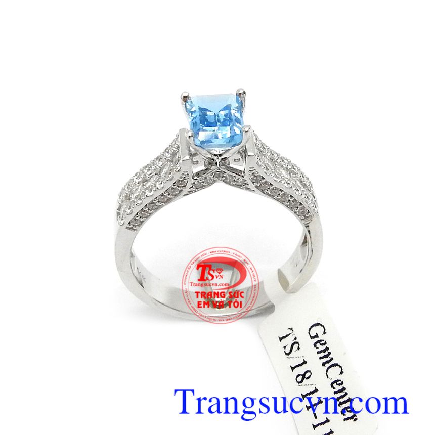 Nhẫn nữ vàng trắng Topaz tài lộc,Nhẫn nữ đá quý,Trang sức nữ Nhẫn nữ vàng trắng Topaz tài lộc,Nhẫn nữ đá quý,Trang sức nữ