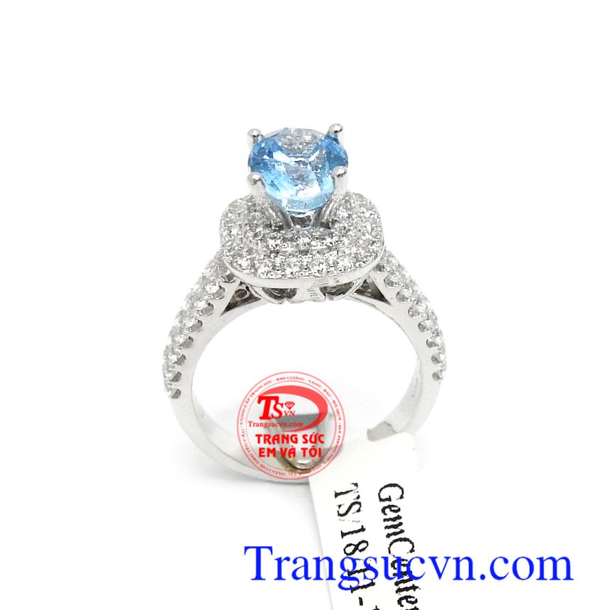 Nhẫn nữ vàng trắng Topaz thủy chung,Nhẫn nữ đá quý,Trang sức nữ Nhẫn nữ vàng trắng Topaz thủy chung,Nhẫn nữ đá quý,Trang sức nữ