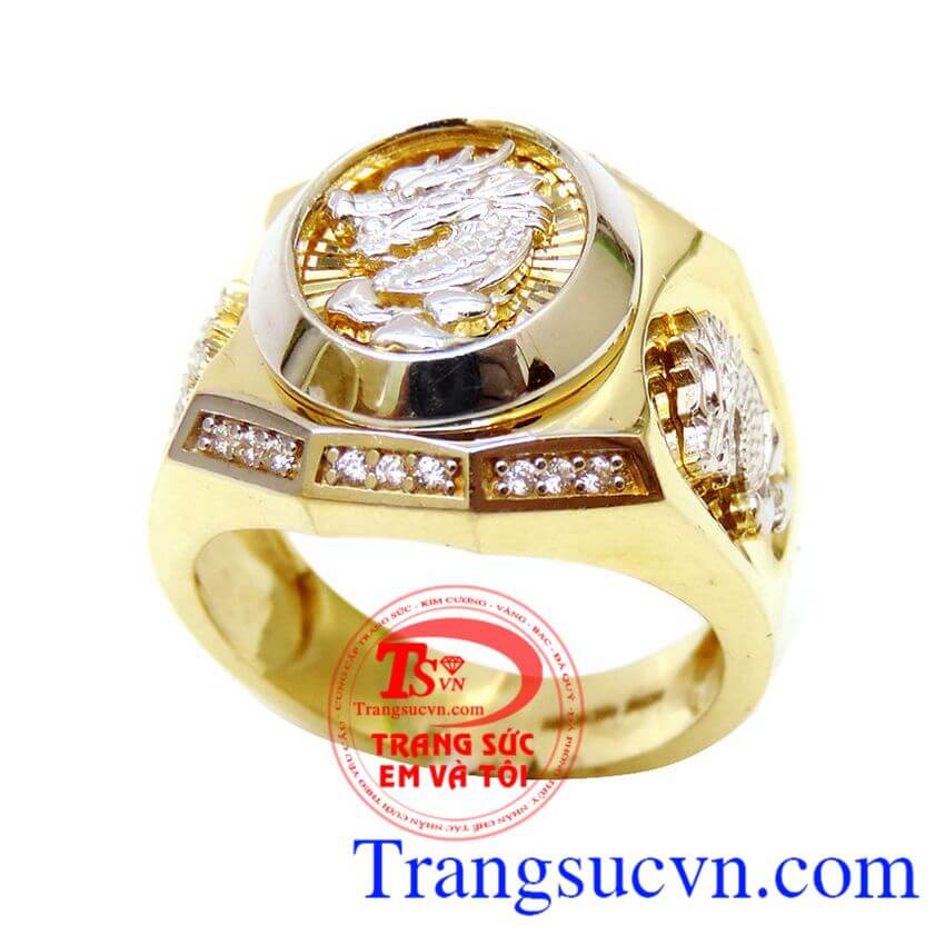 Nhẫn Tam Long vững Mạnh,Nhẫn nam đẹp,Nhẫn nam vàng tây