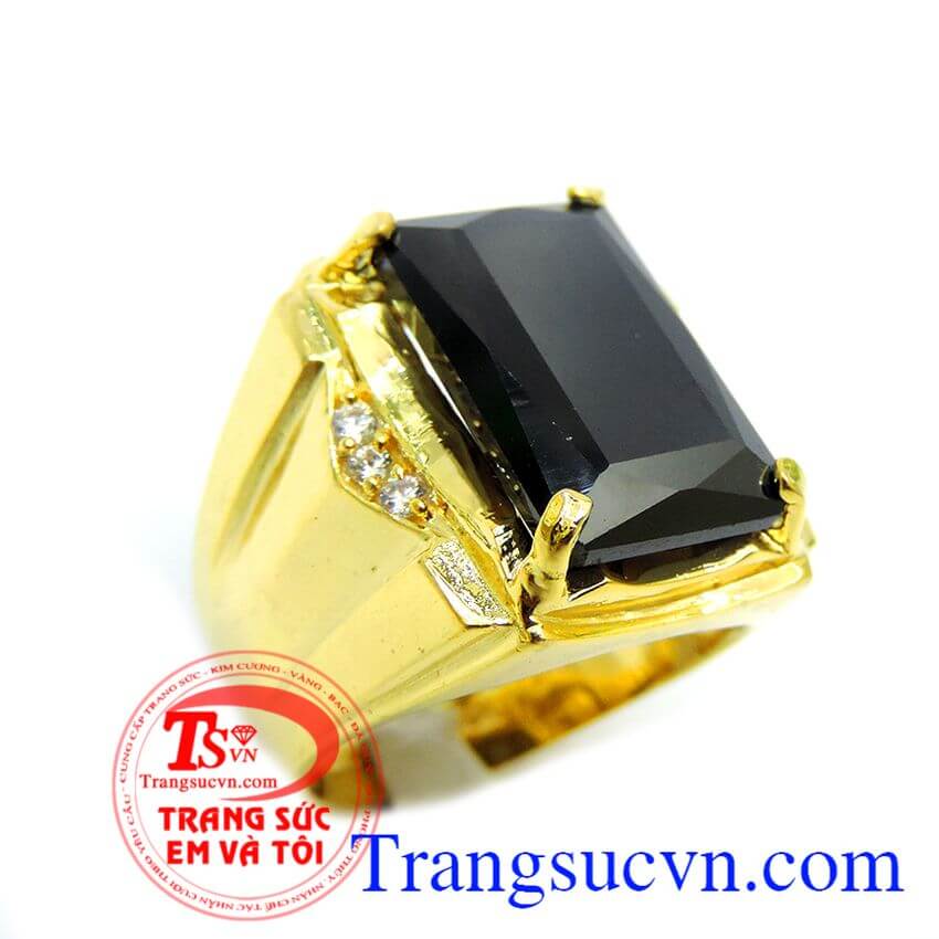 Nhẫn vàng nam đá đen chữ nhật,Nhẫn nam đẹp,Nhẫn nam vàng