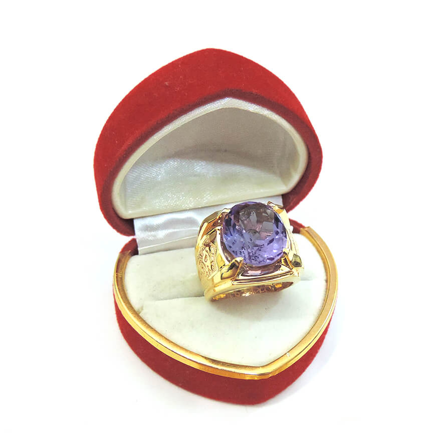 Nhẫn vàng nam thạch anh tím, nhẫn nam đẹp, nhẫn nam sang trọng