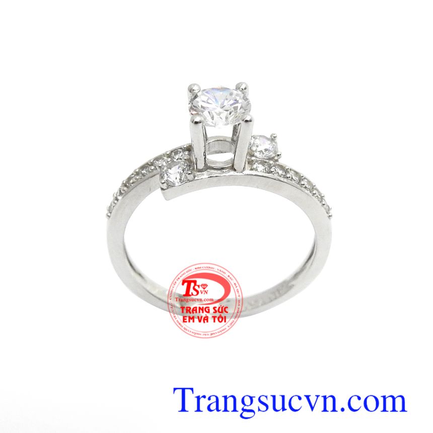 Nhẫn vàng trắng đính đá quyến rũ,Nhẫn nữ đá quý,Trang sức nữ Nhẫn vàng trắng đính đá quyến rũ,Nhẫn nữ đá quý,Trang sức nữ