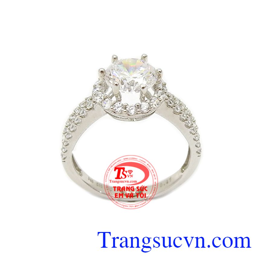 Nhẫn vàng trắng quý phái,Nhẫn nữ đá quý,Trang sức nữ Nhẫn vàng trắng quý phái,Nhẫn nữ đá quý,Trang sức nữ
