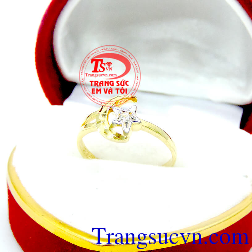 Nhẫn vàng trăng và sao,Nhẫn nữ vàng tây,Trang sức nữ Nhẫn vàng trăng và sao,Nhẫn nữ vàng tây,Trang sức nữ