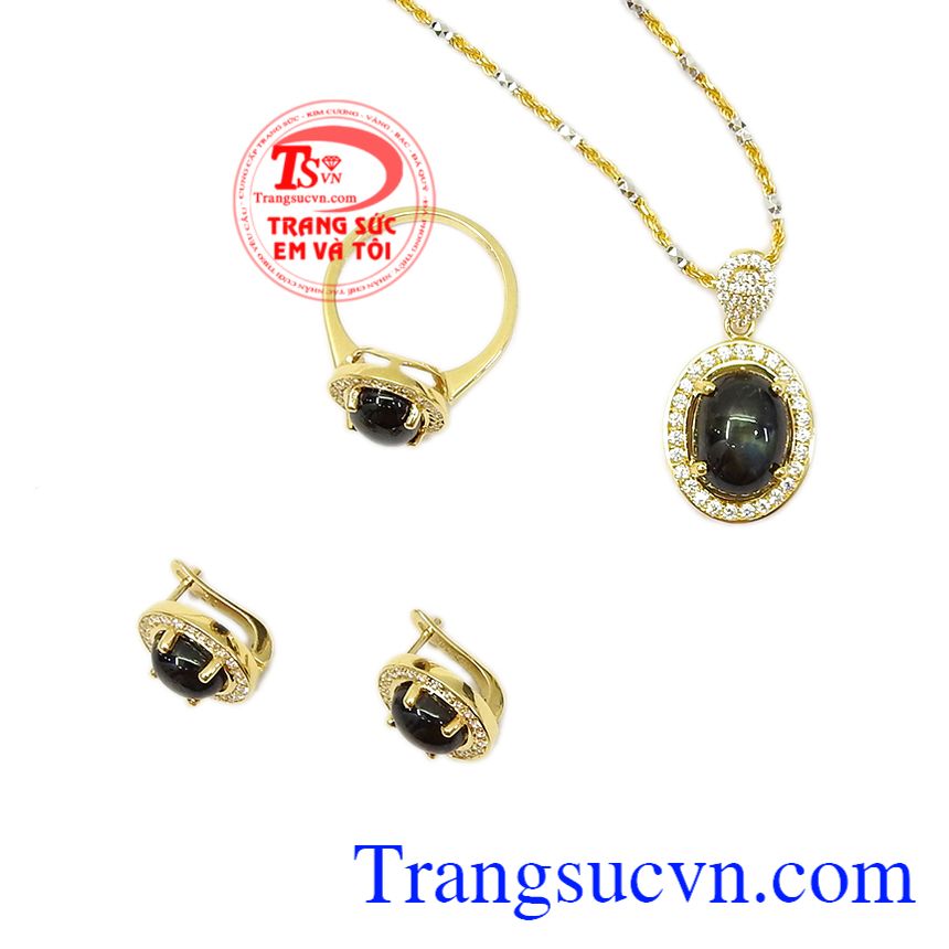 Bộ trang sức saphir sao quý phái, trang sức bộ Bộ trang sức saphir sao quý phái, trang sức bộ